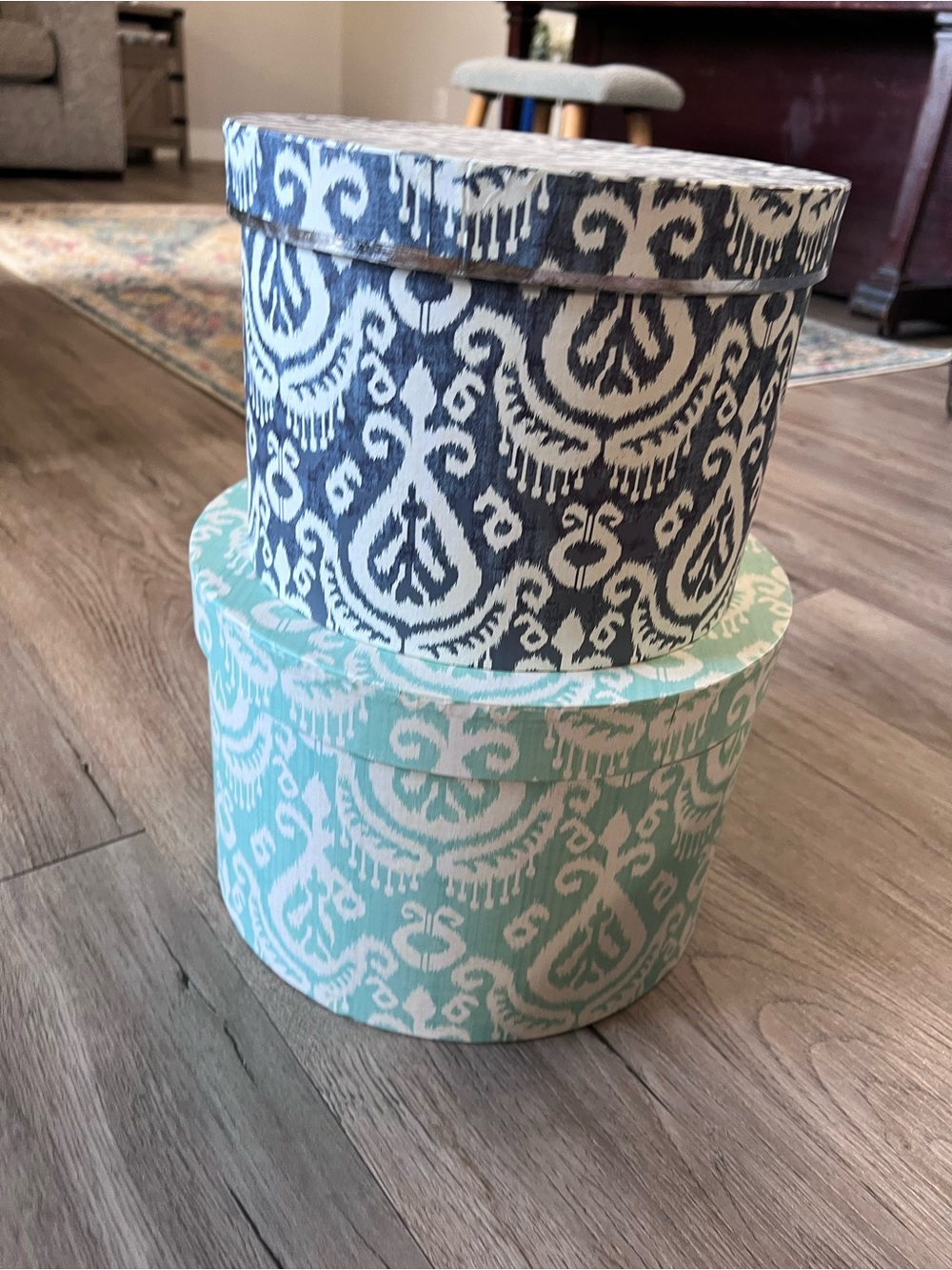Decorative Round Storage Boxes - Set of 2